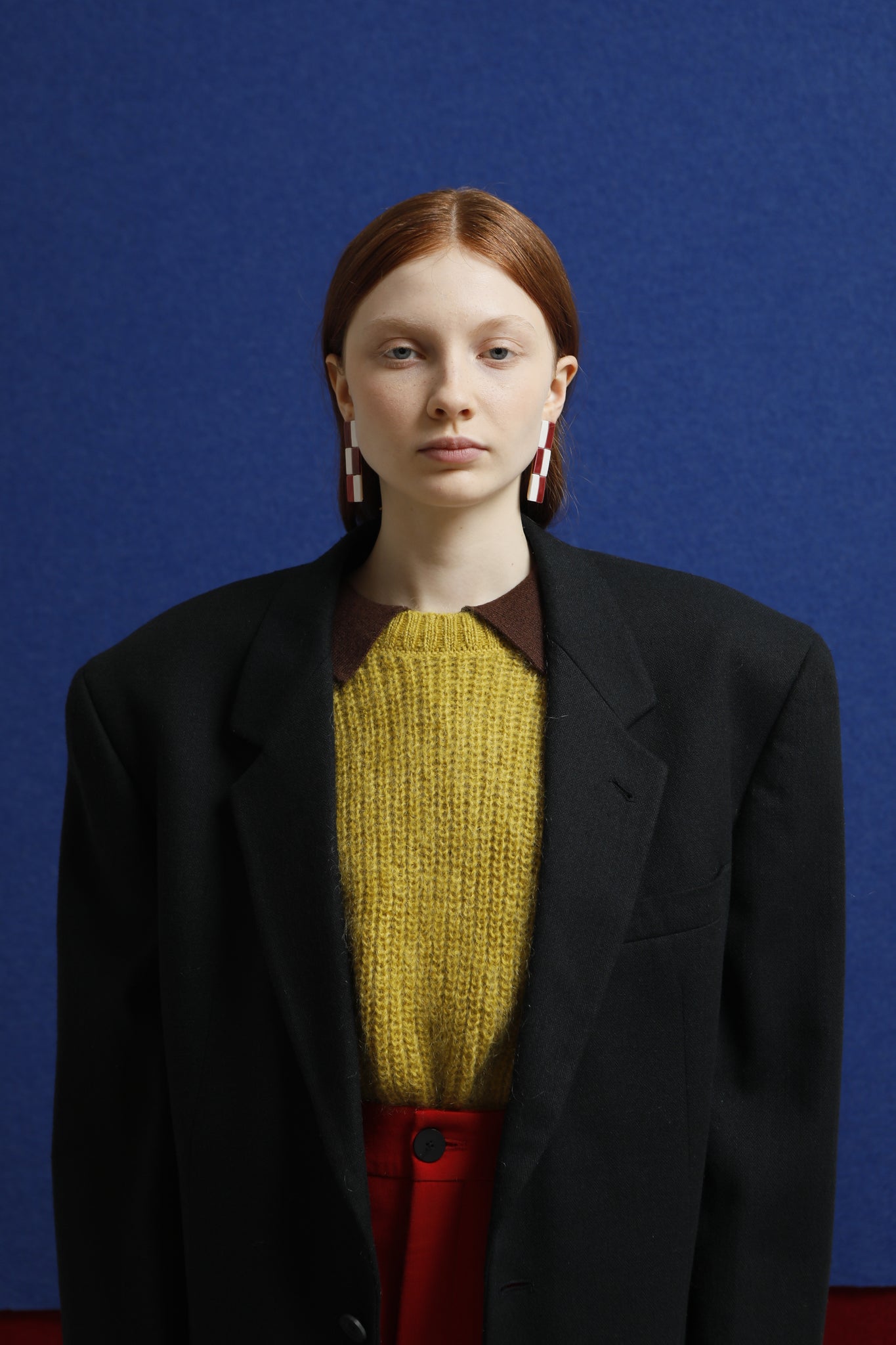 TILE EARRINGS WT BURGUNDY