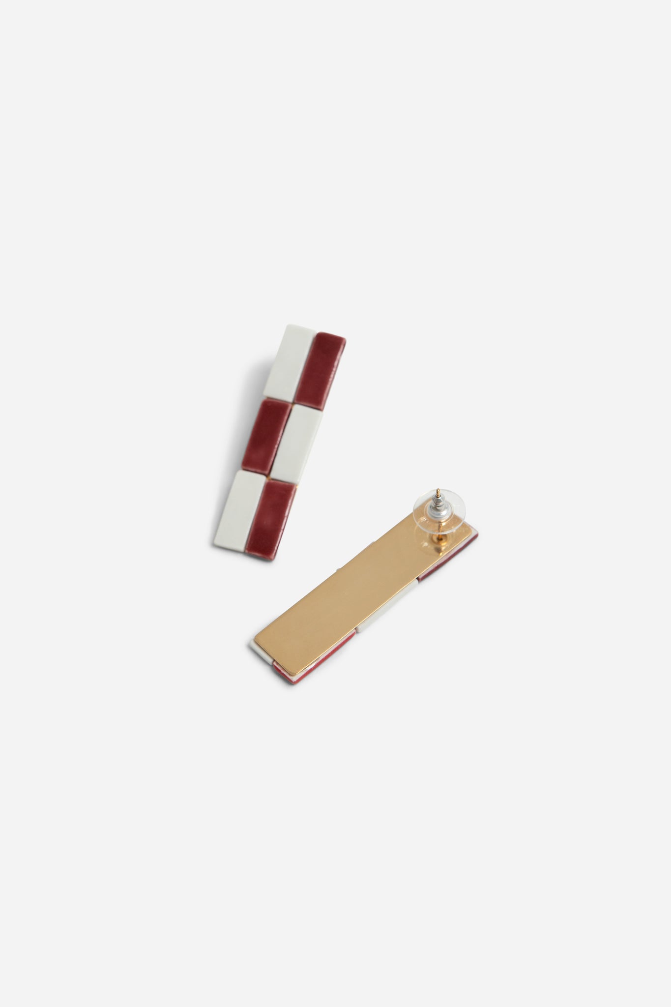 TILE EARRINGS WT BURGUNDY