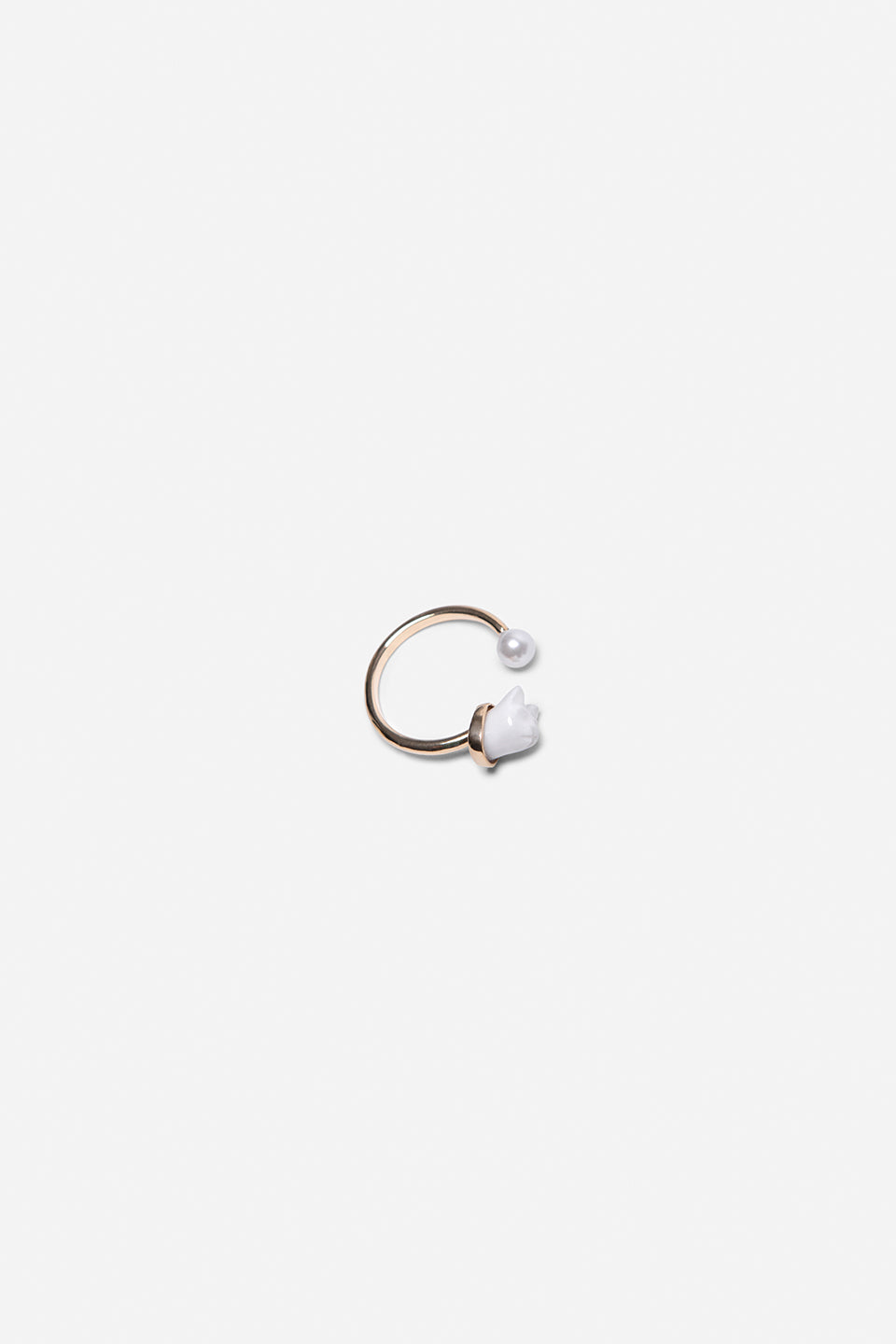 MINI CAT & PEARL RING WHITE