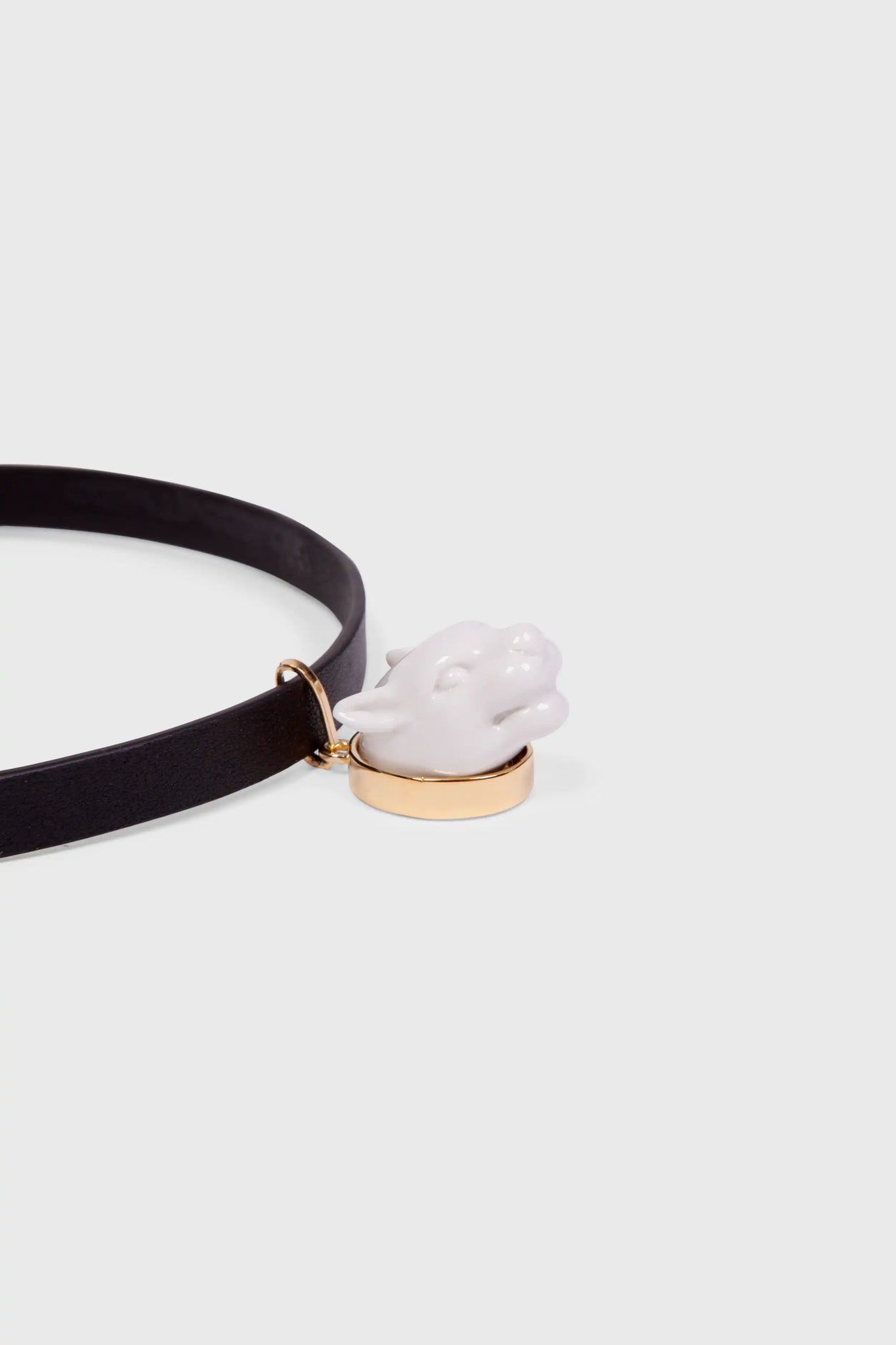 PANTHER HEAD LEATHER CHOKER