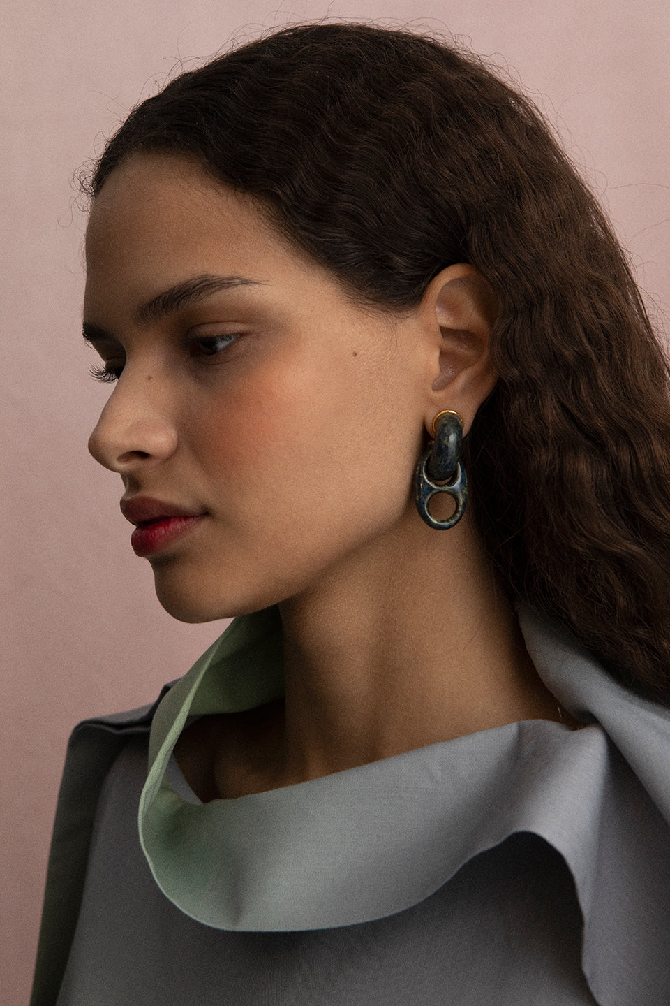 PORCELAIN LINK HOOP EARRINGS