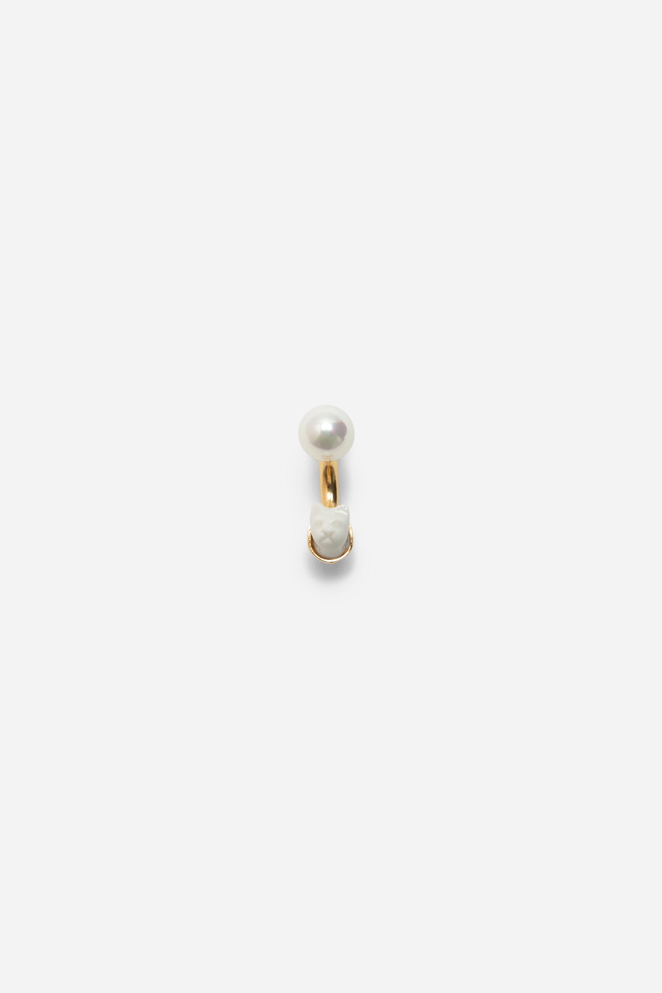 MINI CAT HEAD SING EARRING WHITE