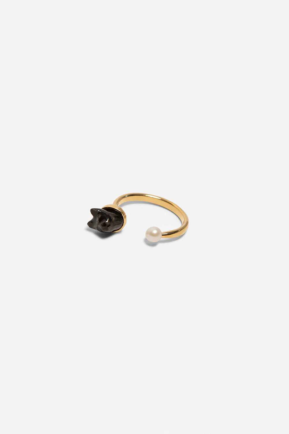 MINI CAT & PEARL RING BLACK