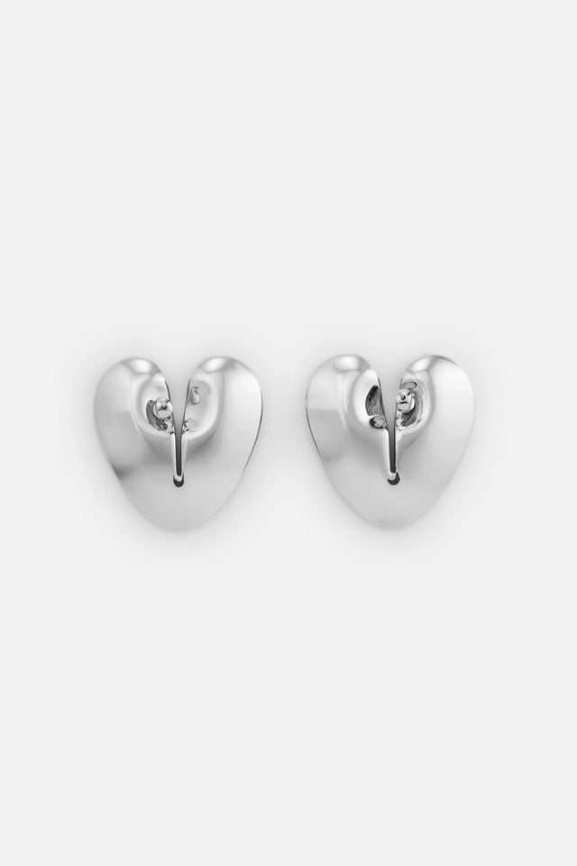 Liquid Heart Earrings Silver