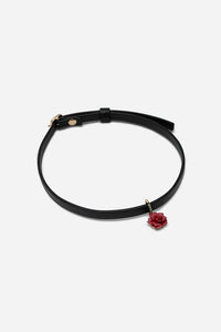 MINI ROSE LEATHER CHOKER RED